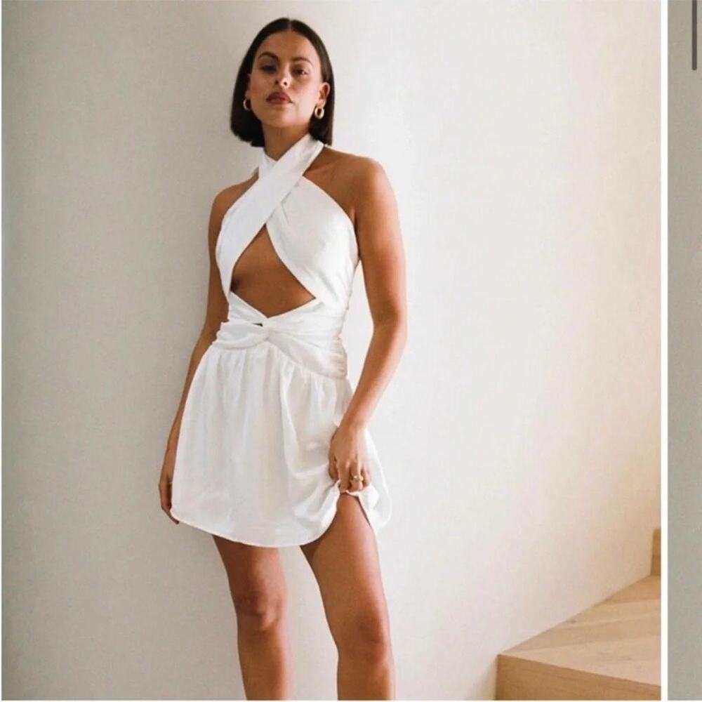 Stylish white mini dress with